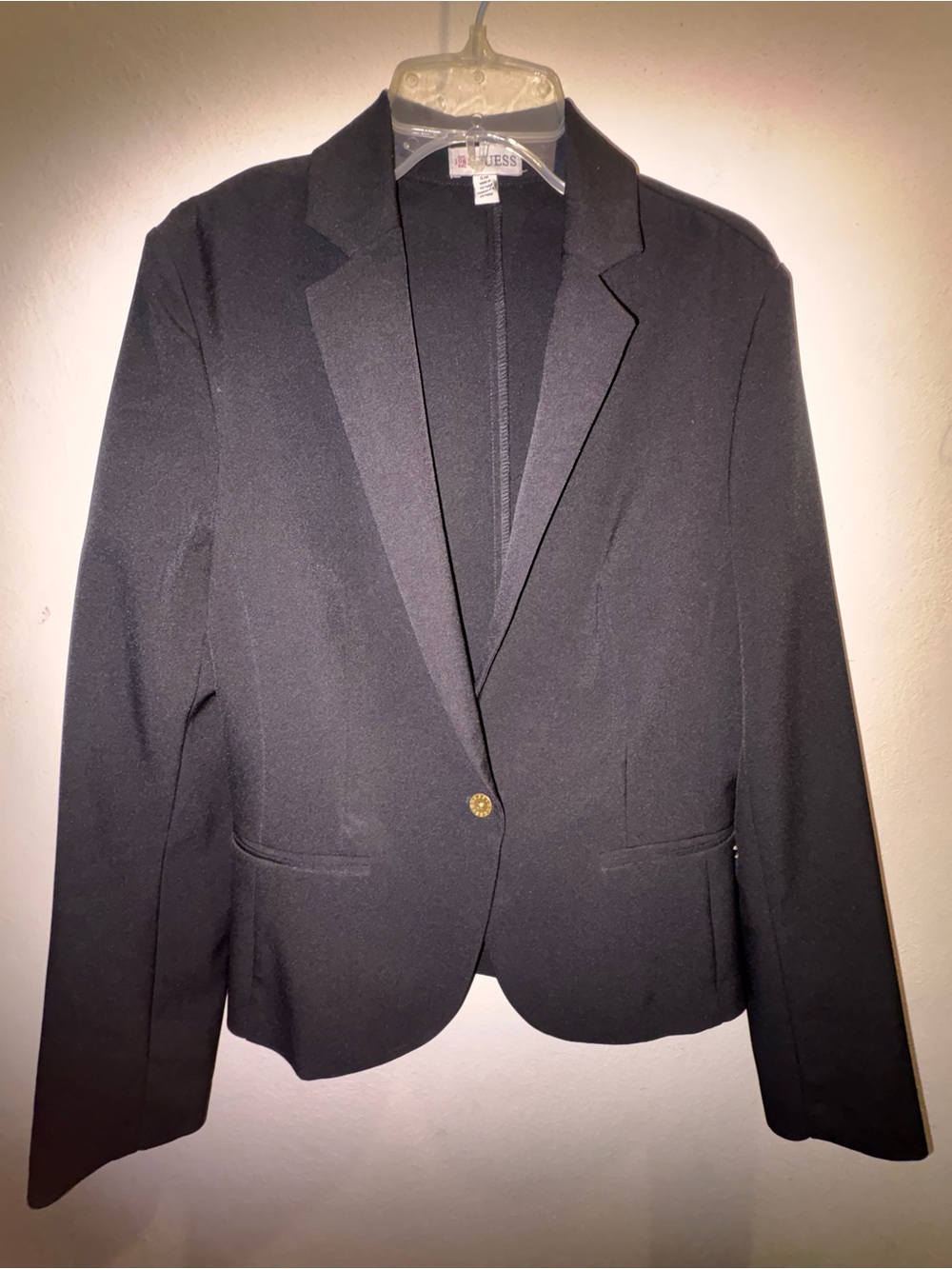 GUESS Black Women's Single-Button Blazer with Gold Accent